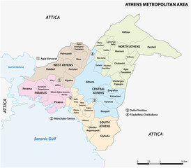 Administrative map of the Athens Metropolitan Area, Greece