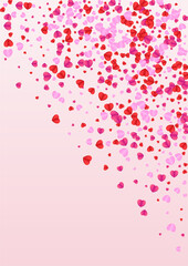 Fototapeta na wymiar Tender Heart Background Pink Vector. Wallpaper Backdrop Confetti. Red Gift Texture. Fond Heart Paper Frame. Lilac Sweetheart Illustration.