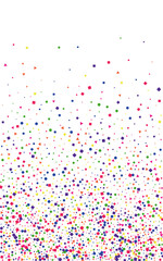 Bright Circle Background White Vector. Dot Event Texture. Colorful Shrovetide. Rainbow Element Flying. Confetti Falling Design.