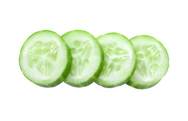 Cucumber and slices isolated over transparent png