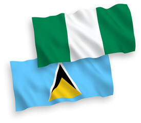 Flags of Saint Lucia and Nigeria on a white background