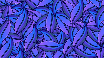 Blue vector seamless pattern tropical ornament, palm leaves, monstera leaves in blue tones. jungle pattern. trend flat pattern for printing on fabric. clothes, wrapping paper