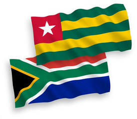 Flags of Togolese Republic and Republic of South Africa on a white background