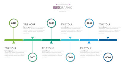 business infographic template Modern 6 step timeline diagram, presentation infographic vector.