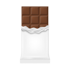 Milk chocolate bar in a white wrapper. Vector illustration.