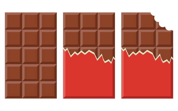 Set of chocolate bar icon. Flat illustration of chocolate bar. Vector illustration.