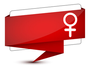 Female sign icon isolated on elegant red tag sign illustration