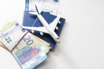 Fototapeta na wymiar Travel concept with money documents