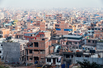 Fototapeta na wymiar View of brick houses in Kathmandu, Nepal