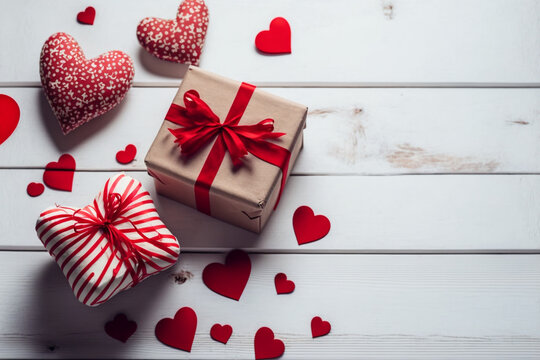 Valentine's Day Heart-Felt Decor on White Background