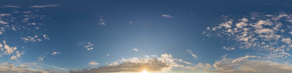 Blue summer sky panorama with light Cirrus clouds. Hdr seamless spherical equirectangular 360...