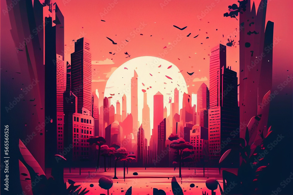 Aufkleber minimalism city retro style concept. 80s. background pattern for design.
