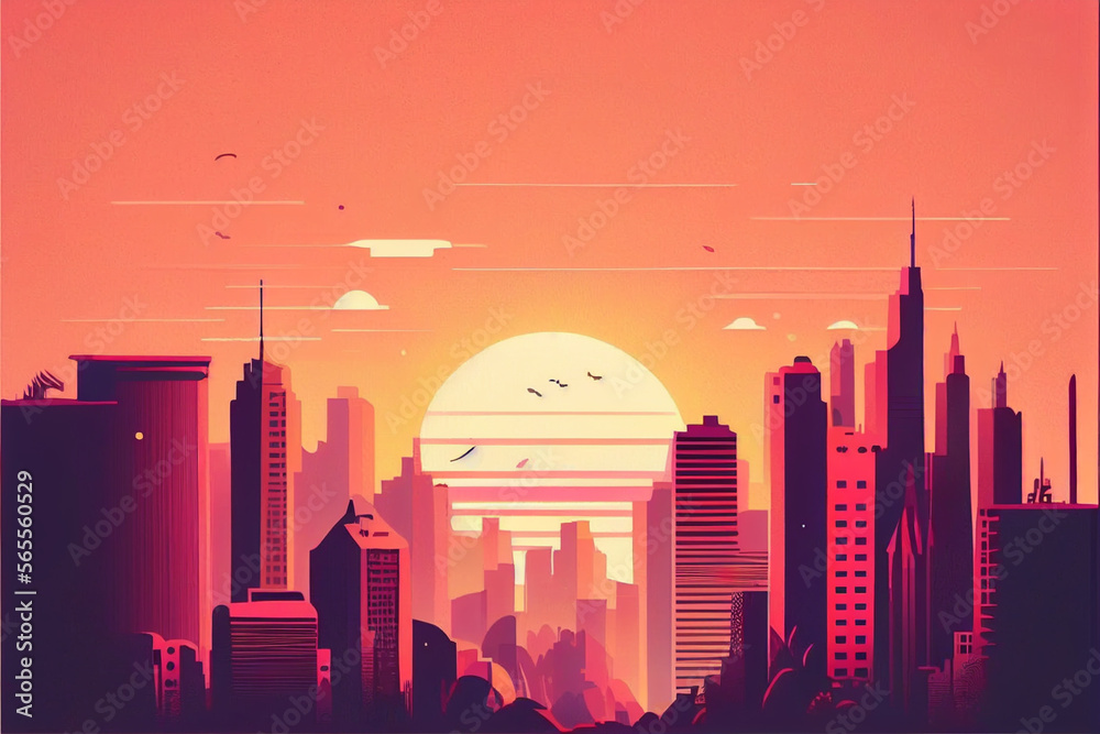 Aufkleber minimalism city retro style concept. 80s. background pattern for design.
