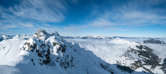 Obraz premium Panorama Winter Skigebiet Wiedersberger Horn Alpbachtal