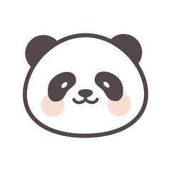 Kawaii panda bear face kids room wall art element, cute woodland animals icon isolated on white. Vector 10 nature character logo design © CandyLama