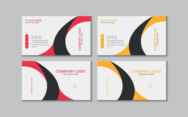 Vector printable and editable horizontal double sided clean modern corporate business card template design