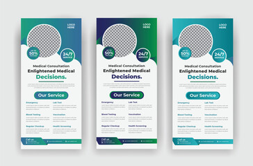 clinic medical roll up banner design template
