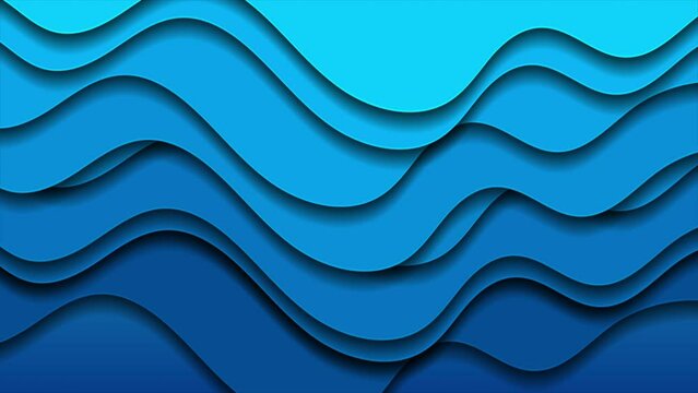 Bright blue waves abstract corporate elegant background. Seamless looping motion design. Video animation Ultra HD 4K 3840x2160