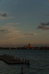 Sunset in Venice, Italy over the lagoon