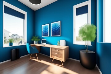 modern blue living room, generated with AI
