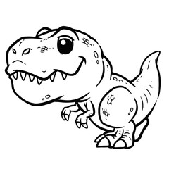 Fototapeta premium Vector illustration of cartoon dinosaur, Tyrannosaurus Rex, Coloring book for kids