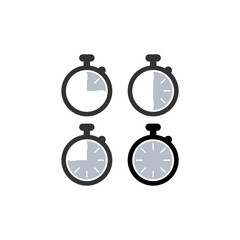 Set of timer and stopwatch icons isolated on white background