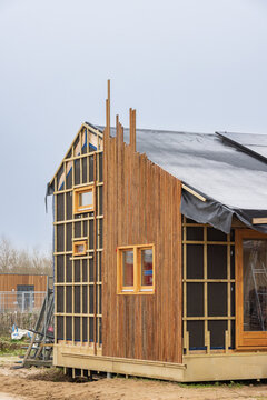 Self-build construction of sustainable houses in Olstergaard a sustainable circular and nature inclusive neighbourhood in Olst Wijhe in Overijssel The Netherlands