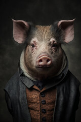 black pig portrait