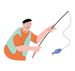 character people fishing vector illustration