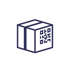 package with QR code icon, vector
