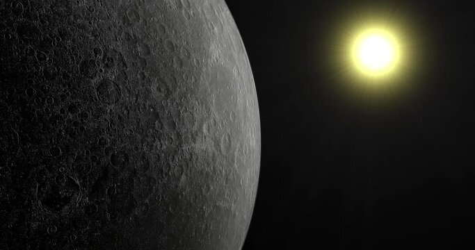 The Moon rotating with the sun at background