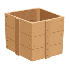 Wooden box. Retail, logistics, delivery, storage concept. Delivery container, empty parcel or shipping crates isolated vector illustration. Cargo distribution pack for food or products