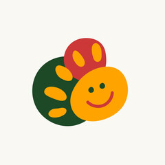 Flat happy yellow sun, baby logo