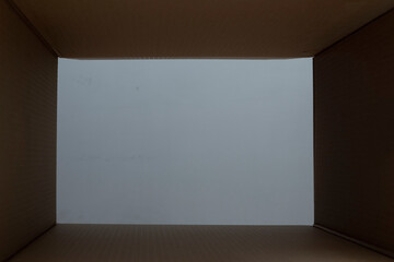 view from inside the cardboard package, isolated template