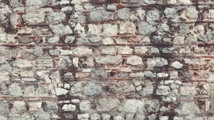 Shabby Brick Wall Pattern Texture Abstract Indoor Grunge Surface. Messy Stonework Web Banner Backdrop or Background Copy Space