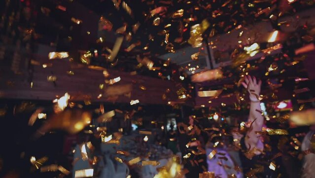 Confetti in a nightclub, fireworks in a nightclub