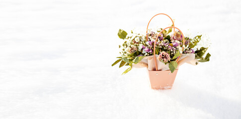 Banner of a bouquet of flowers on a white background