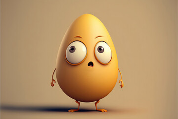  egg cartoon with big eyes. Generative AI.