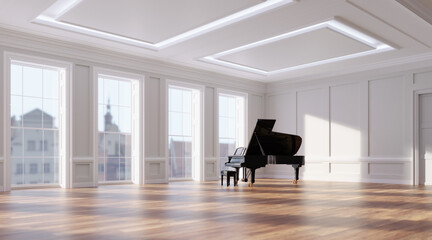 Classic grand piano in classical style room interior © Photocreo Bednarek