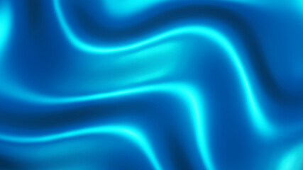 Blue chrome metal texture with waves, liquid metallic silk wavy design, 3D render illustration.