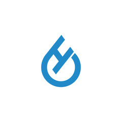 letter h drop water blue line logo vector