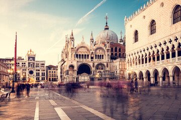 Saint Mark square with basilica in Venice, Italy - obrazy, fototapety, plakaty
