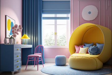 modern childrens room. Generative AI	