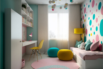 modern childrens room. Generative AI	