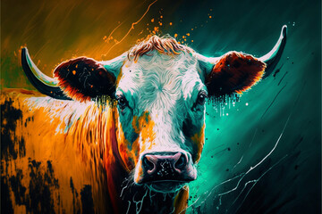 Krowa abstrakcyjna kolorowa 1