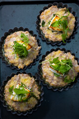 chicken minced meat baked with goat cheese