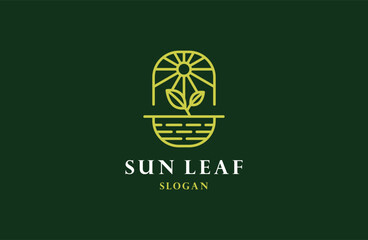 Sun, leaf,water, Simple Logo Branding.