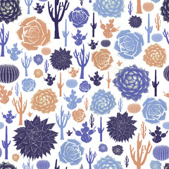 Abstract Blue Cactus Pattern