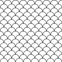 Fish scale seamless pattern. Traditional chinese sea wave ornament. Asian cloud ethnic motif.