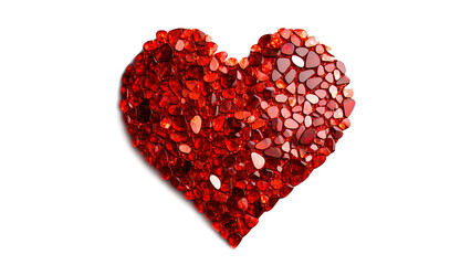 Obraz na płótnie Canvas love heart made of bright red gemstone crystals isolated on white background. Generative ai